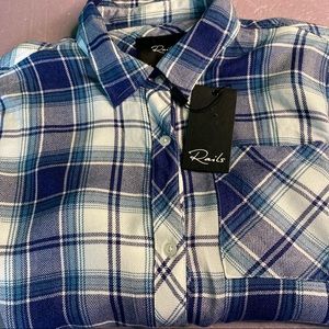 Girls size 14 Rails blue and white flannel, new with tags